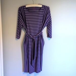 Gudrun Sjoden Lavender and Navy Striped Dress